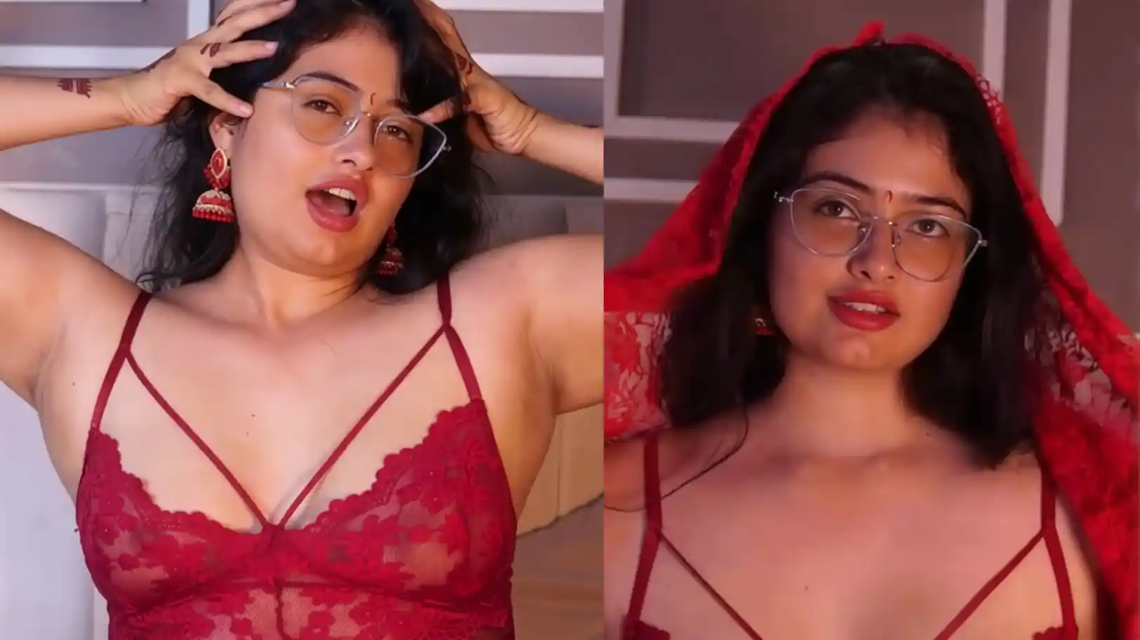 Madison Flame in Red Saree ( Sanskari ) Naughty LIVE [UNCUT]